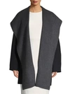 Vince Wool-blend Hooded Coat In Black Grey