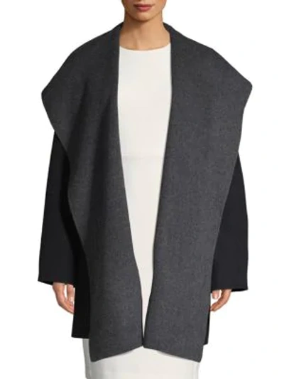 Vince Wool-blend Hooded Coat In Black Grey