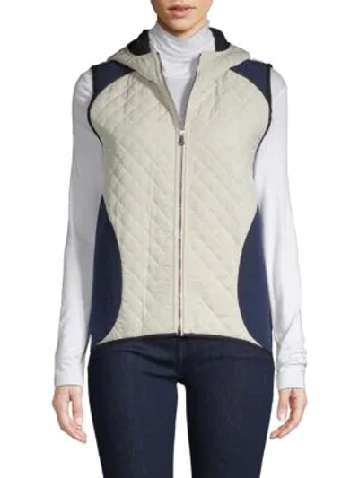 Becken Quilted Zip-front Vest In Cream Multi