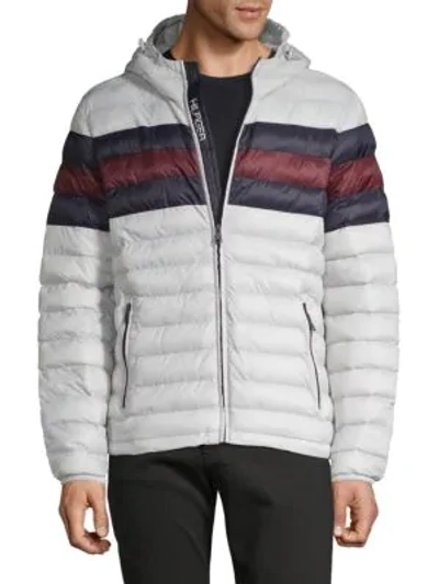 Tommy Hilfiger Plaid Puffer Jacket In White