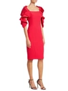 Badgley Mischka Origami Sleeve Dress In Fire Red