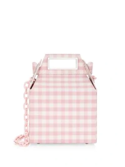 Pop & Suki Gingham Virgin Wool Takeout Bag In Pink