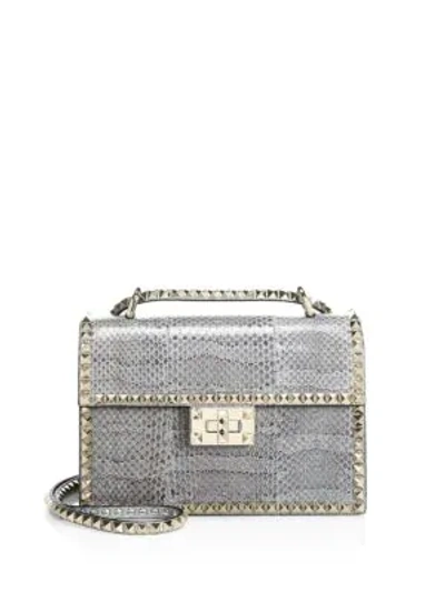 Valentino Garavani Small Rockstud No Limit Leather Shoulder Bag In Grey