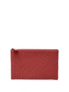 Bottega Veneta Medium Leather Pouch In Red