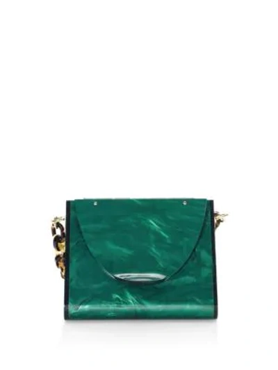 Edie Parker Triangle Satchel In Emerald