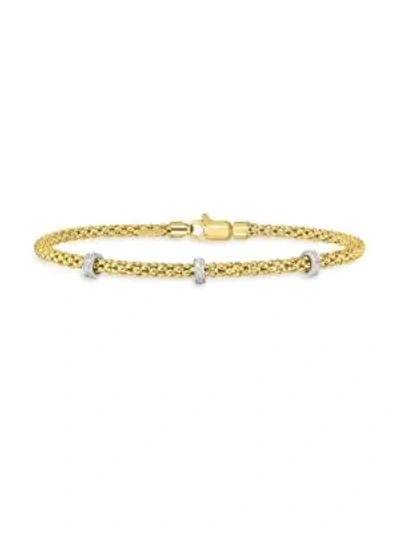 Saks Fifth Avenue Women's Two Tone 14k Gold & 0.07 Tcw Diamond Bracelet