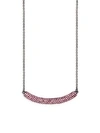 Jardin Embellished Curved Bar Pendant Necklace In Pink Black