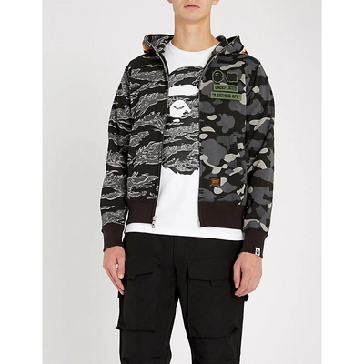 A Bathing Ape Undefeated Shark Tiger Cotton-jersey Hoody In Black