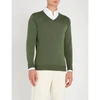 John Smedley Blenheim V-neck Wool Jumper In Sepal Green