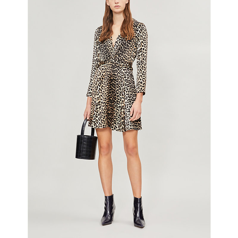 Ganni Leo Leopard-print Satin Dress | ModeSens