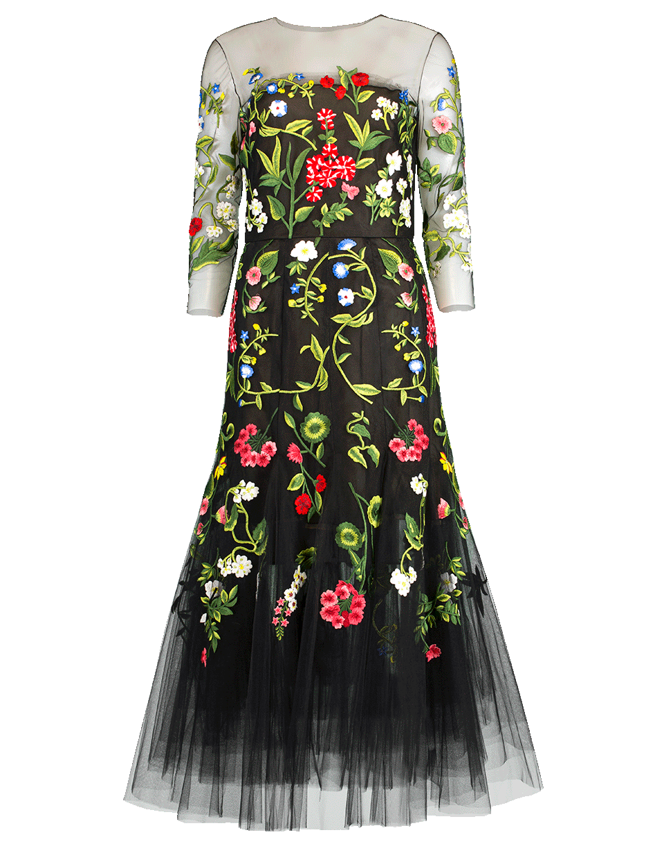 black embroidered cocktail dress