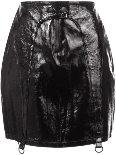 Rta Zander Patent-leather Mini Skirt In Black