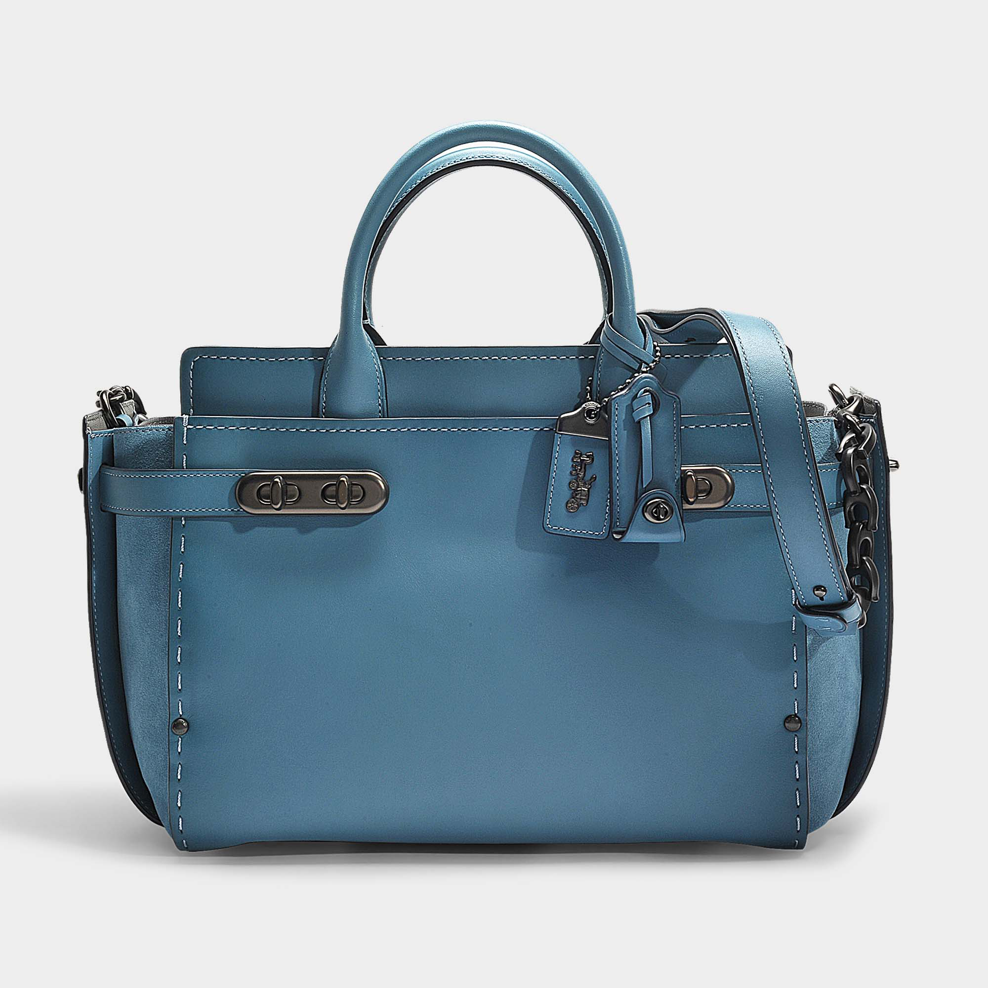 Coach | Double Swagger Bag In Chambray Calfskin In Blue | ModeSens