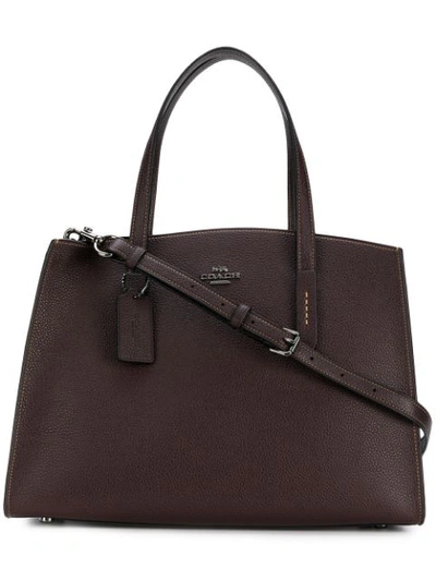 Coach Charlie Carryall In Burgundy Polished Pebble Leather In Red