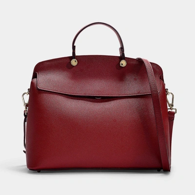Furla | My Piper Medium Top Handle Bag In Black Calfskin In Red