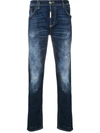 Philipp Plein Straight Leg Stonewashed Jeans In Blue