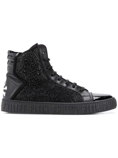 Philipp Plein Embellished Hi-top Sneakers In Black