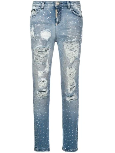 Philipp Plein Distressed Skinny Jeans - Blue