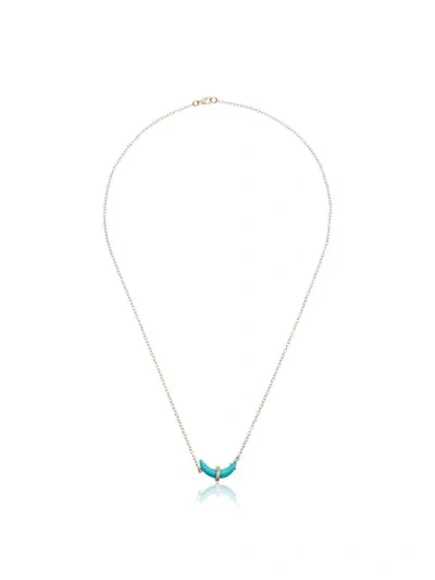 Andrea Fohrman 14k Yellow Gold Small Turquoise Astrid Diamond Necklace In Blue