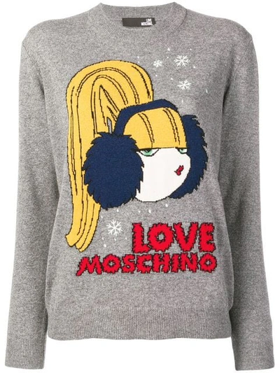 Love Moschino Logo Intarsia Sweater - Grey