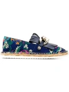 Casadei Floral Embroidered Espadrilles In Blue