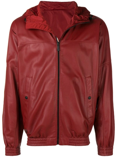 Bally Reversible Leather Hooded Jacket In Red ModeSens
