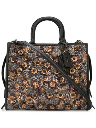 Coach Sequin Embellished Rogue Tote - Brown