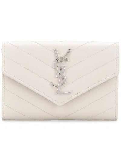 Saint Laurent Monogram小号钱包 - 中性色 In White