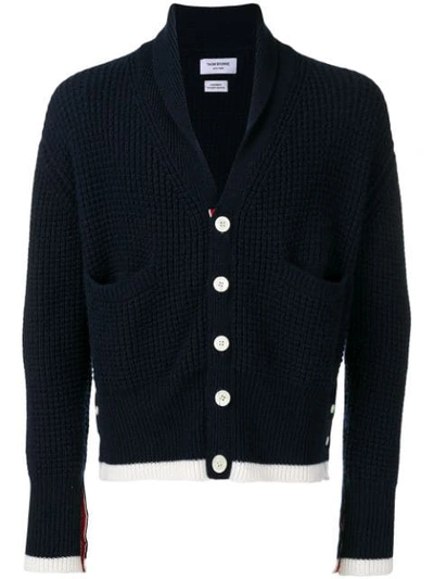 Thom Browne Tipping Stripe Chunky Cardigan In 415 Navy