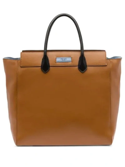 Prada Leather Tote Bag - Brown