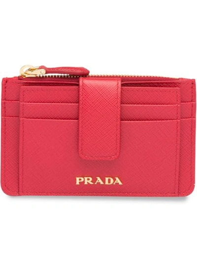 Prada Logo-plaque Card Holder In Pink