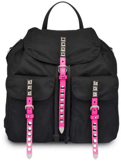 Prada Stud Embellished Backpack In Black