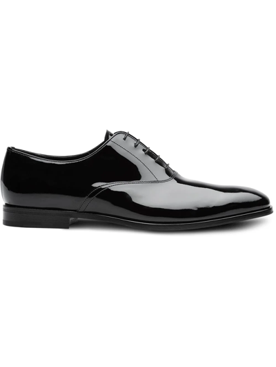 Prada Brushed Leather Oxford Shoes In Black