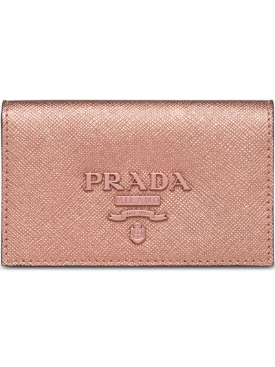 Prada Saffiano Leather Credit Card Holder In Pink