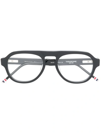 Thom Browne Transparent Aviator Glasses In 黑色