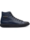 Prada Leather High-top Sneakers - Blue