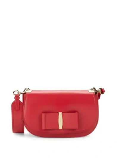 Ferragamo Small Vara Leather Crossbody Bag In Red
