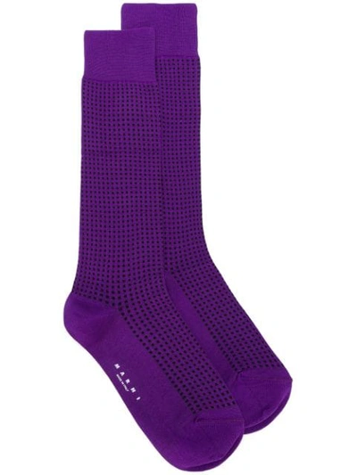 Marni Square Pattern Socks - Purple