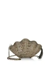 Kayu Jane Wicker Shell Clutch In Black Wash