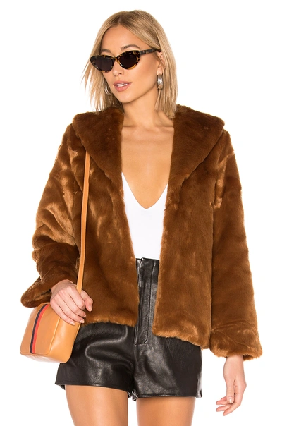 Amuse Society Furever Mine Faux Fur Jacket In Camel