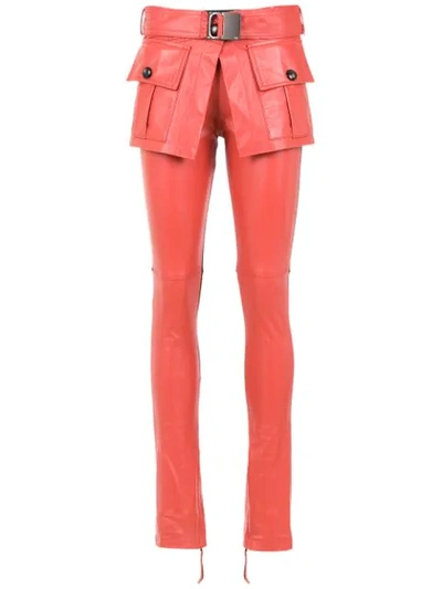 Andrea Bogosian Leather Skinny Trousers In Yellow