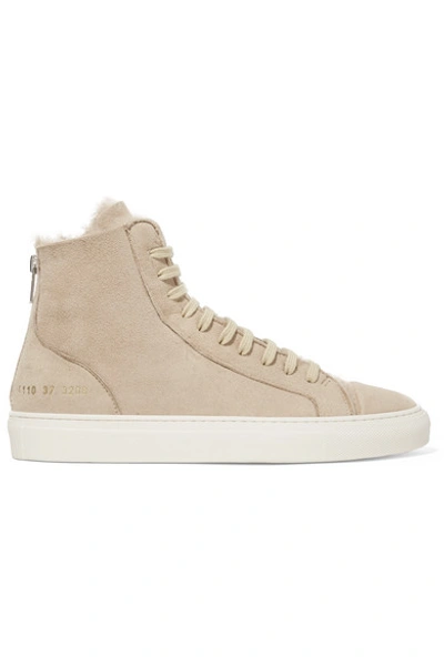 Common Projects Tournament Shearling High-top Sneakers In Beige
