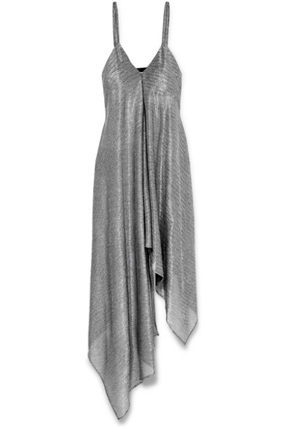 Christopher Kane Asymmetric Lamé Dress In Silver