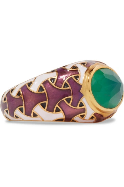 Percossi Papi Gold-tone, Enamel And Agate Ring
