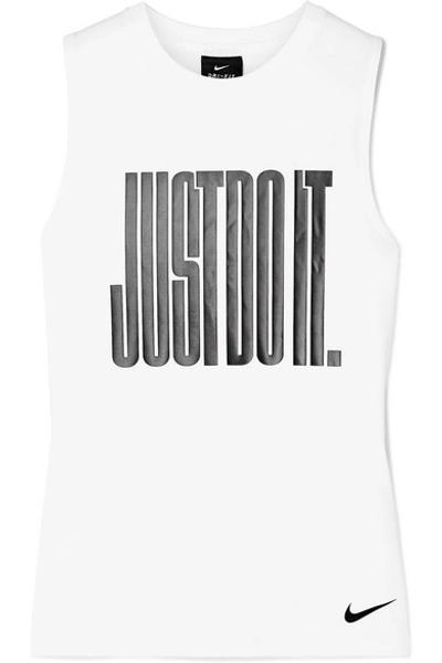 Nike Pro Just Do It Sleeveless T-shirt In White