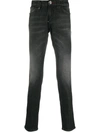 Philipp Plein Institutional Low-rise Slim-cut Jeans In Black