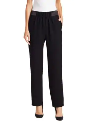 Emporio Armani Satin Waist Crepe Evening Pants In Black | ModeSens