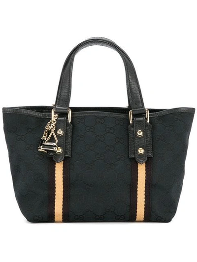 Gucci Vintage  Gg Pattern Hand Tote Bag - Black
