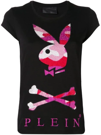 Philipp Plein X Playboy Camouflage Bunny T-shirt In Black