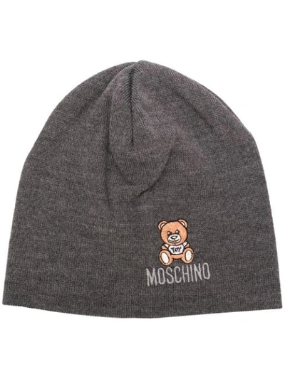 Moschino Teddy Bear Beanie In Grey